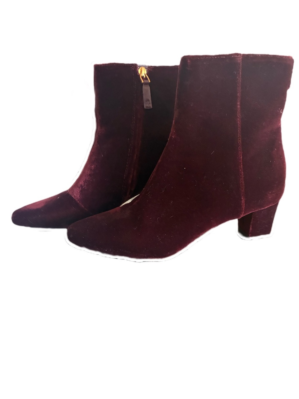 Ralph Lauren Burgundy Velvet Ankle Boots